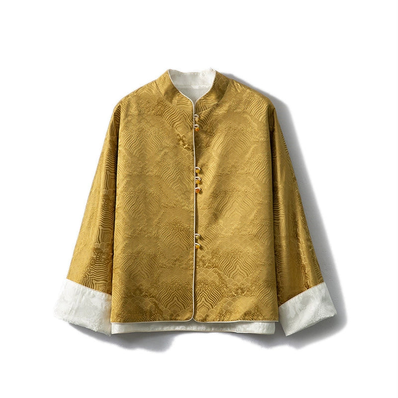 Silk Top with Floral Embroidery, Elegant Chinese Style
