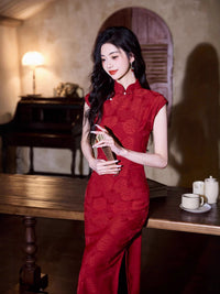 优雅红色旗袍连衣裙新中国年旗袍
