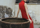 Modern Sleeveless Mandarin Collar Qipao | Elegant Retro Long Engagement Dress