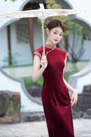 Spring Red Short-Sleeve Modern Qipao Maxi | Elegant Mother Dress