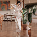 Elegant Floral Embroidered Qipao Dress – Traditional Chinese Cheongsam for Hanfu Styling