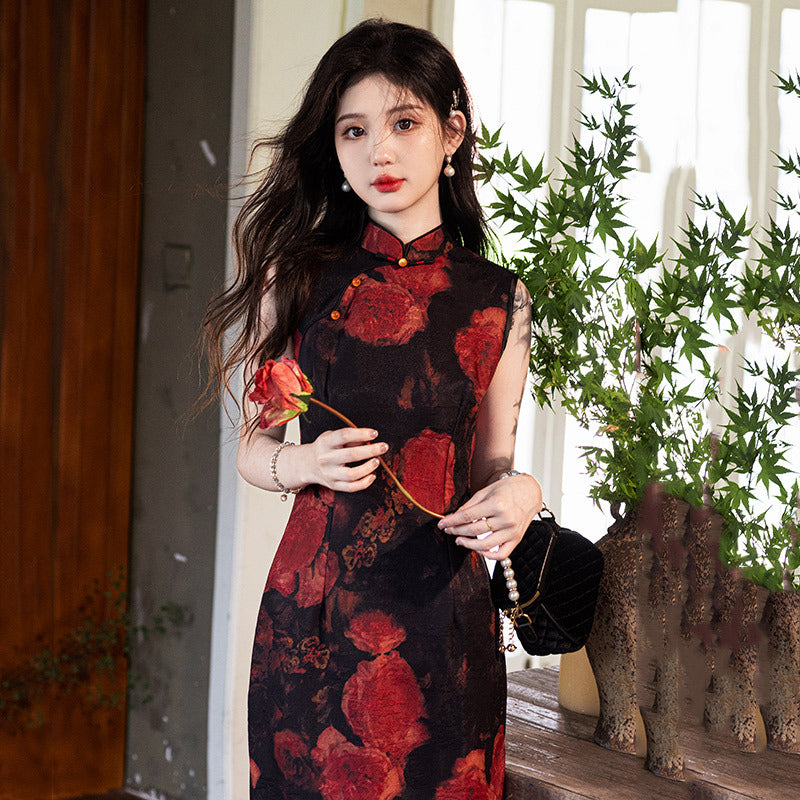 Elegant Floral Embroidered Qipao Dress – Traditional Chinese Cheongsam for Special Occasions