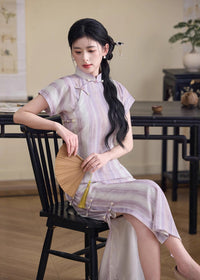 优雅无袖中式领旗袍 - 红色修身设计