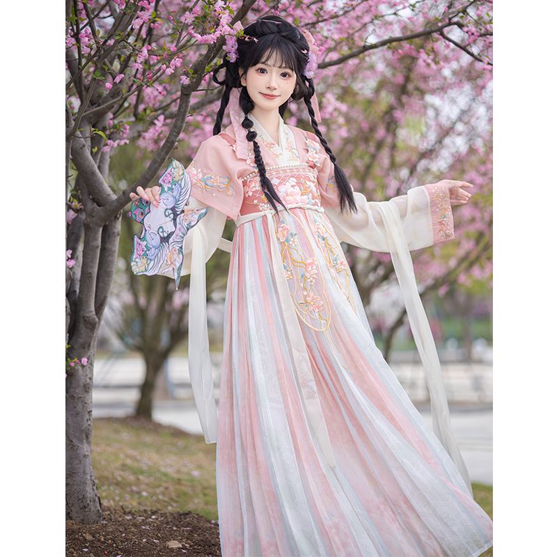 Elegant Hanfu Dress with Floral Embroidery for Women