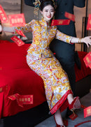 Winter Longfeng Gua Bridal Outfit | Heavy-Embroidery Xiuhe Two-Piece