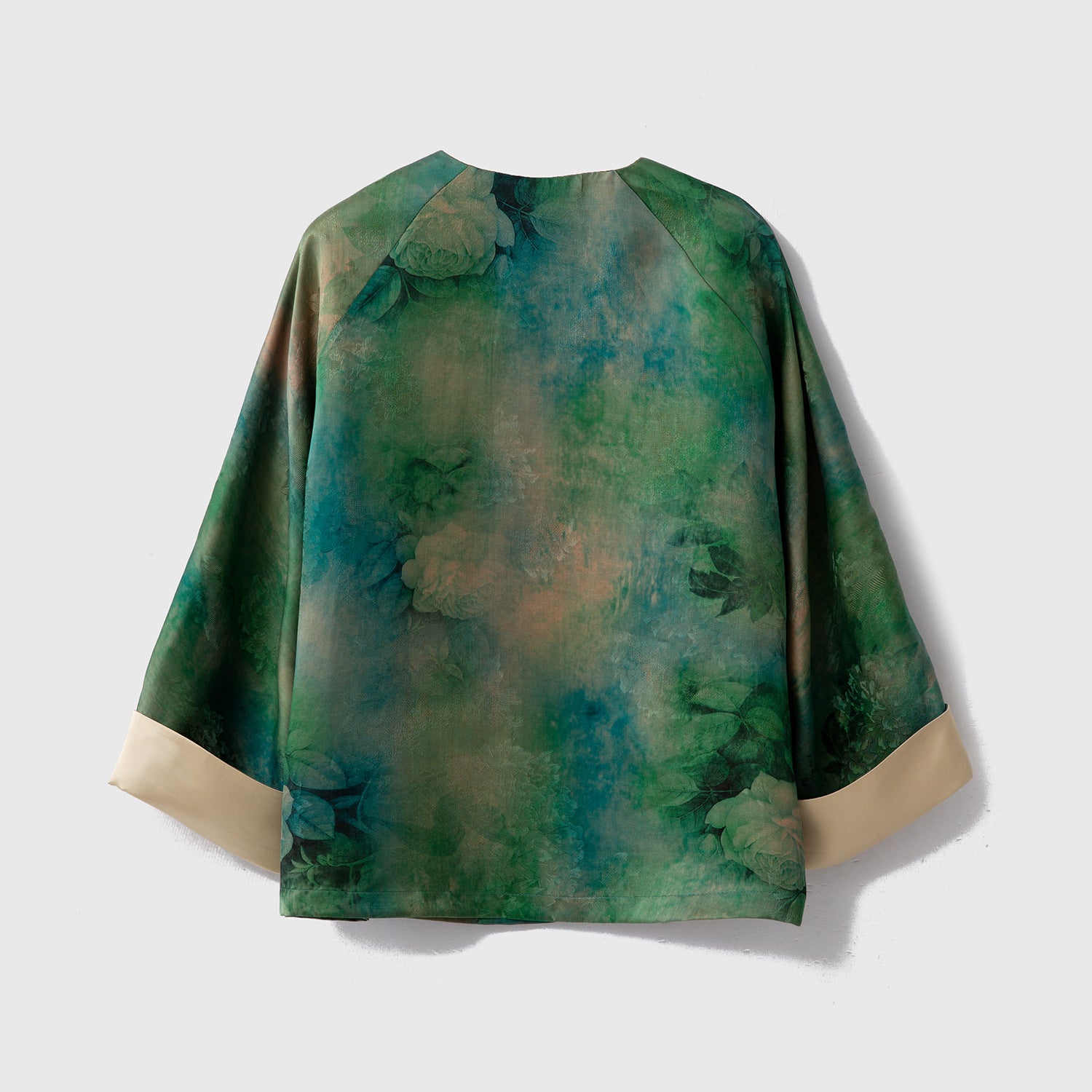 Silk Mandarin Collar Top with Floral Design, Chinese Silk Top for Women