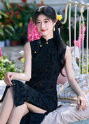 Sleeveless Stretch Jacquard Qipao | Slim Summer Cheongsam