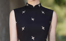 Black Sleeveless Jacquard Qipao | Slim Maxi Side-Slit Vintage-Elegant Gown