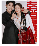 Winter Bridal Embroidered Hanfu Set | Wedding Mamianqun Set with Waist Chain