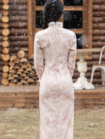 Winter Fur Collar Qipao | Long Thick Warm Elegant Dress