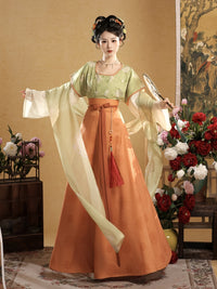 Tang Beizi & Round-Collar Hanfu Set | Eight-Panel Qiyao Ruqun