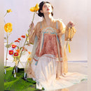 Hanfu Elegant Floral Silk Dress with Flowing Sleeves for Women - Traditional Chinese Costume