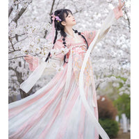 Elegant Hanfu Dress with Floral Embroidery for Women