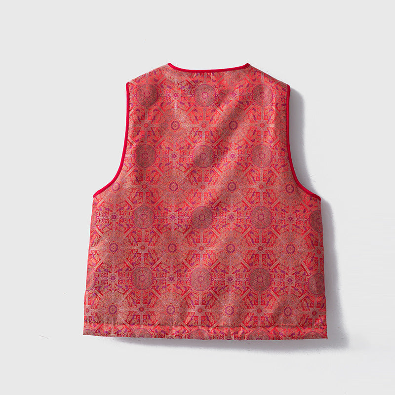 Silk Vest with Traditional Embroidery - Handcrafted in Rich Patterns