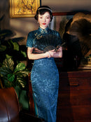 Vintage Chinese Jacquard Qipao Dress | Slim Fit Mandarin Collar Cheongsam
