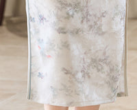 Ivory Jacquard Qipao | Mandarin Collar Slim Midi Dress