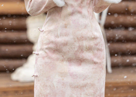 Winter Fur Collar Qipao | Long Thick Warm Elegant Dress