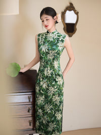 Vintage Green Sleeveless Qipao Long Dress