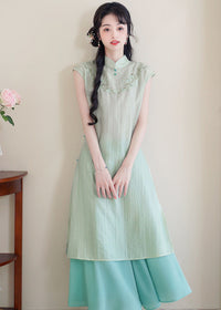 Modern Chinese Summer Two-Piece Green Dress Set