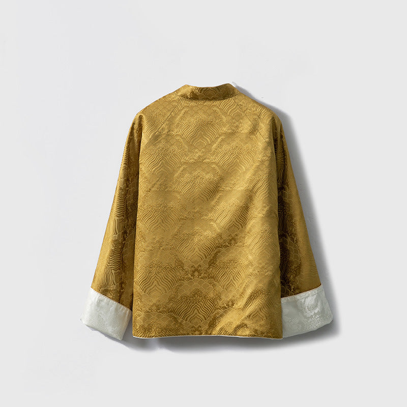 Silk Top with Floral Embroidery, Elegant Chinese Style