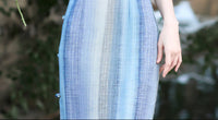 Summer Blue White Striped Retro Qipao | Slim Fit Vintage Cheongsam Dress