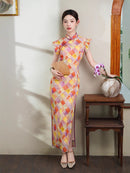 Fashionable Plaid Embroidery Improved Qipao | Colorful Plaid Mandarin Collar Slim Fit Dress