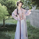 Elegant Purple and White Hanfu Dress with Floral Embroidery