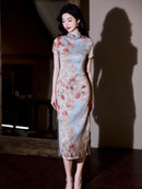 Vintage Qipao Dress | Chinese Slim-fit Mandarin Collar Floral Design