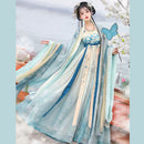 Traditional Chinese Hanfu Dress with Butterfly Embroidery and Flowing Layers
