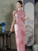 Pink Full-Front Long Qipao | Traditional Design Elegant Women’s Style