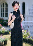 Sleeveless Stretch Jacquard Qipao | Slim Summer Cheongsam