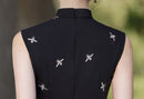 Black Sleeveless Jacquard Qipao | Slim Maxi Side-Slit Vintage-Elegant Gown