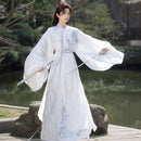 Traditional Chinese Hanfu Elegant White Silk Costume with Embroidered Designs for Men