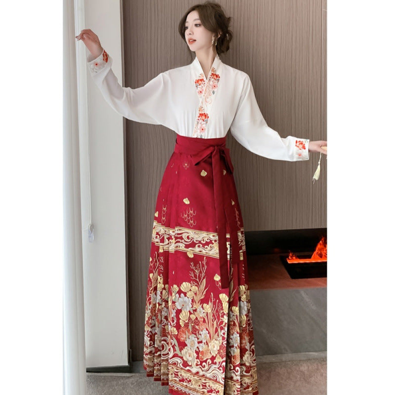 中国马面裙女长款汉服传统半身裙