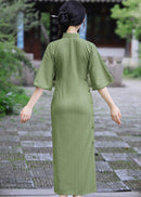 Autumn Full-Button Qipao | Side Frog Button Vintage Slim Cheongsam