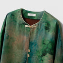 Silk Mandarin Collar Top with Floral Design, Chinese Silk Top for Women