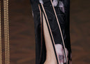 Black Silk Floral Qipao Dress | Slim-Fit Long Mandarin