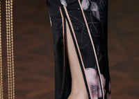 Black Silk Floral Qipao Dress | Slim-Fit Long Mandarin