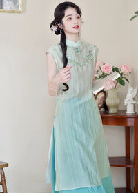 Modern Chinese Summer Two-Piece Green Dress Set