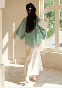 Modern Chinese Set | Brocade Frog-Button Cape Top & Maxi Skirt