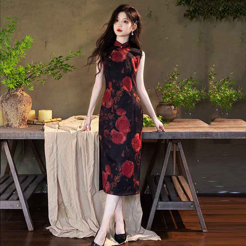 Elegant Floral Embroidered Qipao Dress – Traditional Chinese Cheongsam for Special Occasions