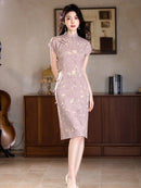 Spring Retro Qipao | Elegant Mandarin Collar Slim Split Dress