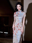 Vintage Qipao Dress | Chinese Slim-fit Mandarin Collar Floral Design
