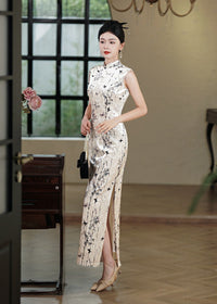 Velvet Sleeveless Slim Qipao Dress | Elegant Eveningwear