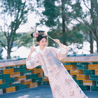 Elegant Traditional Hanfu - Floral Embroidered Robe with Colorful Detailing, Women's Hanfu Costume