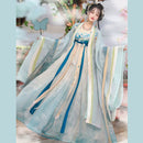 Traditional Chinese Hanfu Dress with Butterfly Embroidery and Flowing Layers