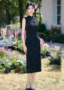 Sleeveless Stretch Jacquard Qipao | Slim Summer Cheongsam