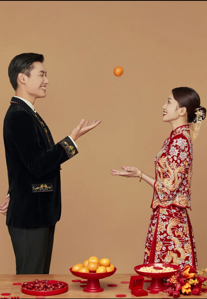 Winter Bridal Dragon-Phoenix Qun Gua | Heavy Goldwork Embroidery