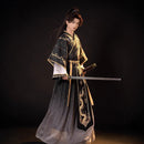 Traditional Black Hanfu for Men – Martial Arts Inspired Robe with Sword Belt