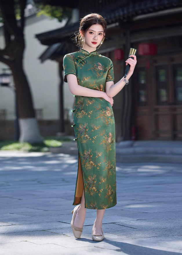 Elegant Vintage Slim Qipao | Double-Layer Mandarin